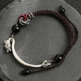 Bracelet Obsidienne Mandala Homme Argent 925 Protection - Biloria