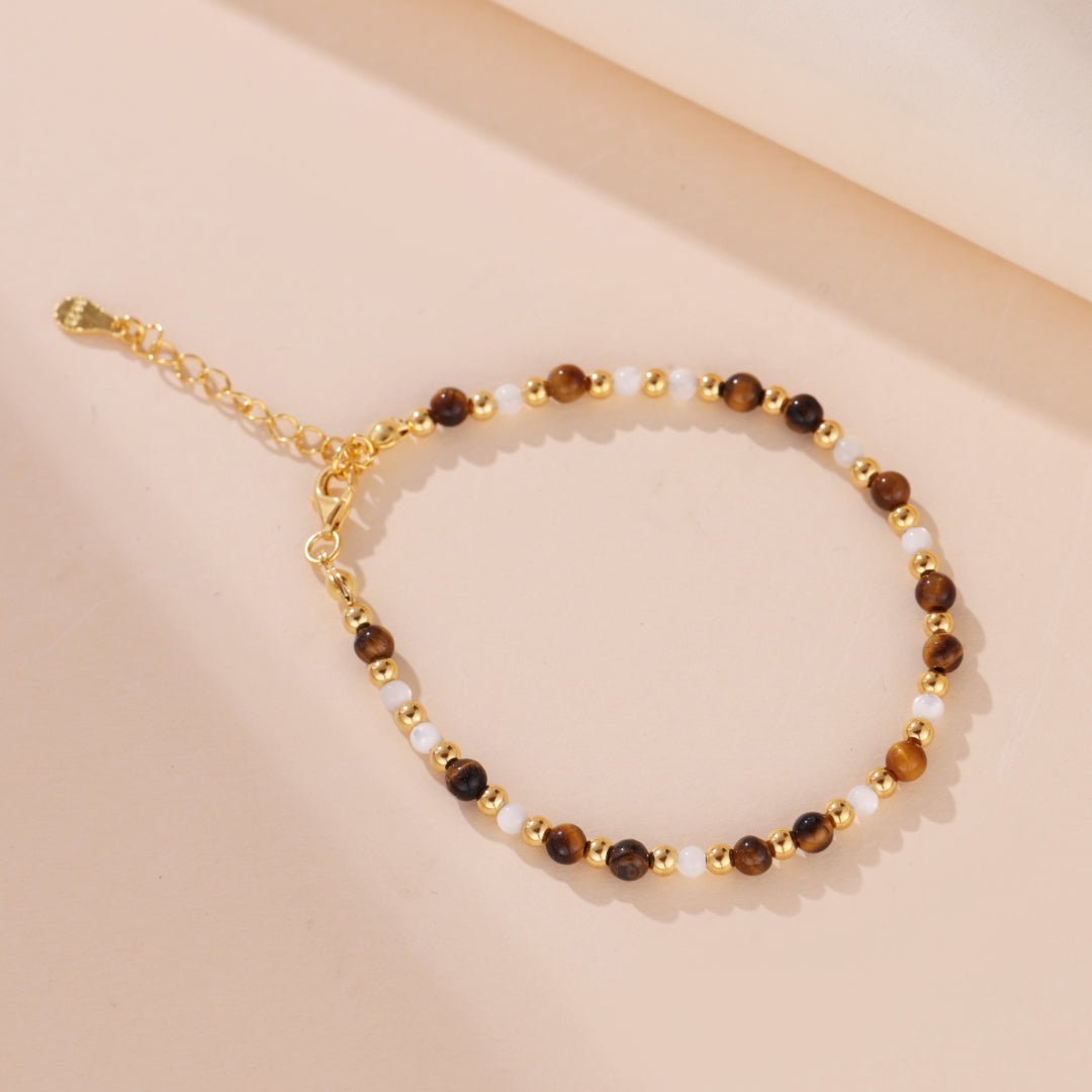 Bracelet Œil de Tigre Charme Royal - Argent Plaqué Or - Biloria