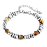 Bracelet Œil de Tigre et Acier Homme - Bijou Géométrique - Biloria
