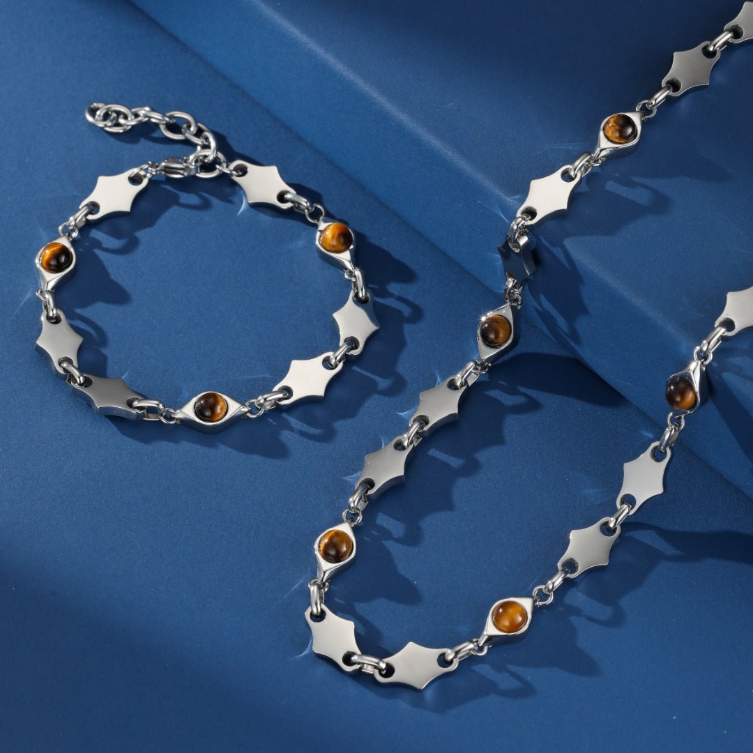 Bracelet Œil de Tigre Homme en Acier Inoxydable - Biloria
