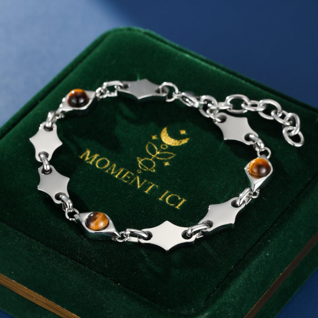 Bracelet Œil de Tigre Homme en Acier Inoxydable - Biloria