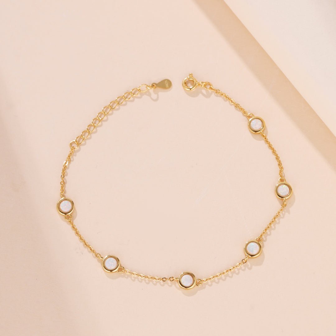 Bracelet Opale Argent Plaqué Or – Harmonie et Pureté - Biloria