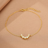 Bracelet Opale Croissant Lune Argent Plaqué Or 18K - Biloria