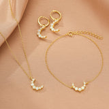 Bracelet Opale Croissant Lune Argent Plaqué Or 18K - Biloria