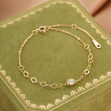 Bracelet Opale Irisée Argent Plaqué Or Féminin - Biloria
