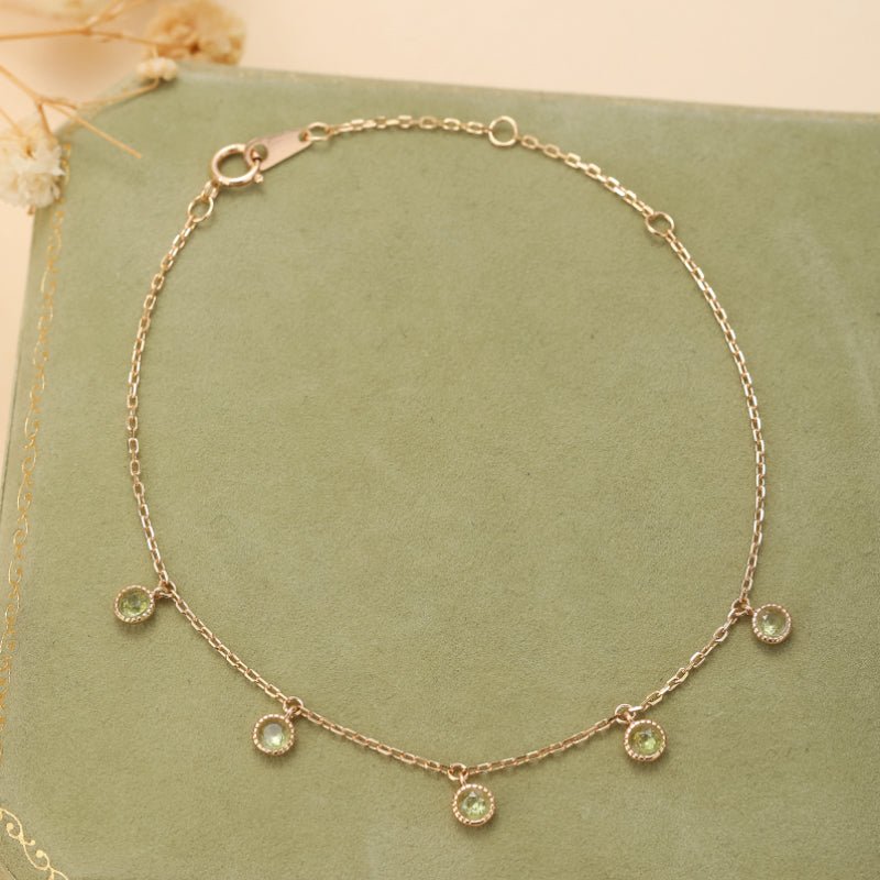 Bracelet Péridot et Perle – Argent Plaqué Or, Éclat Lumineux - Biloria