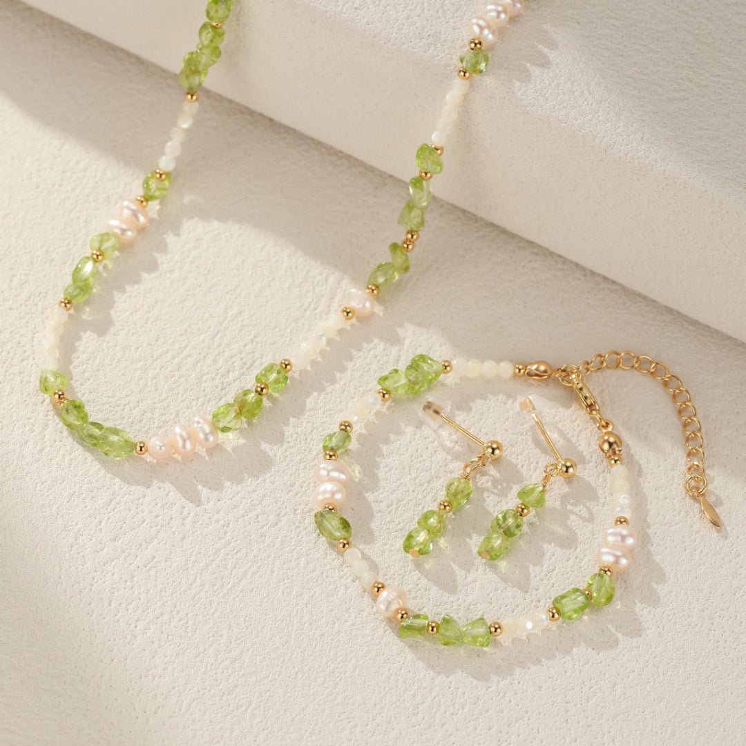 Bracelet Péridot Perles Nacre – Bijou Cadeau Équilibré - Biloria