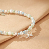 Bracelet Perle Cristal de Roche Céramique Danse des Ombres Argent - Biloria