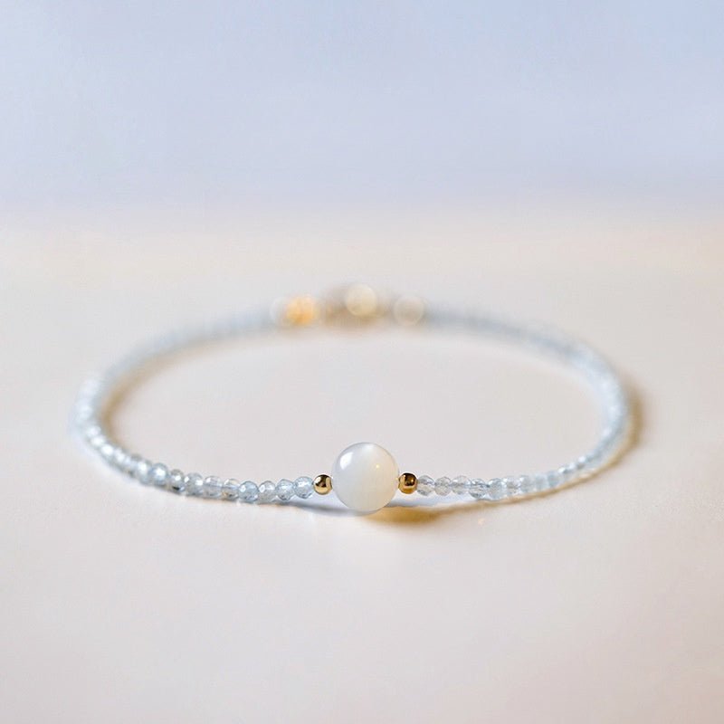 Bracelet Pierre de Lune et Aigue Marine – Sérénité Océane - Biloria