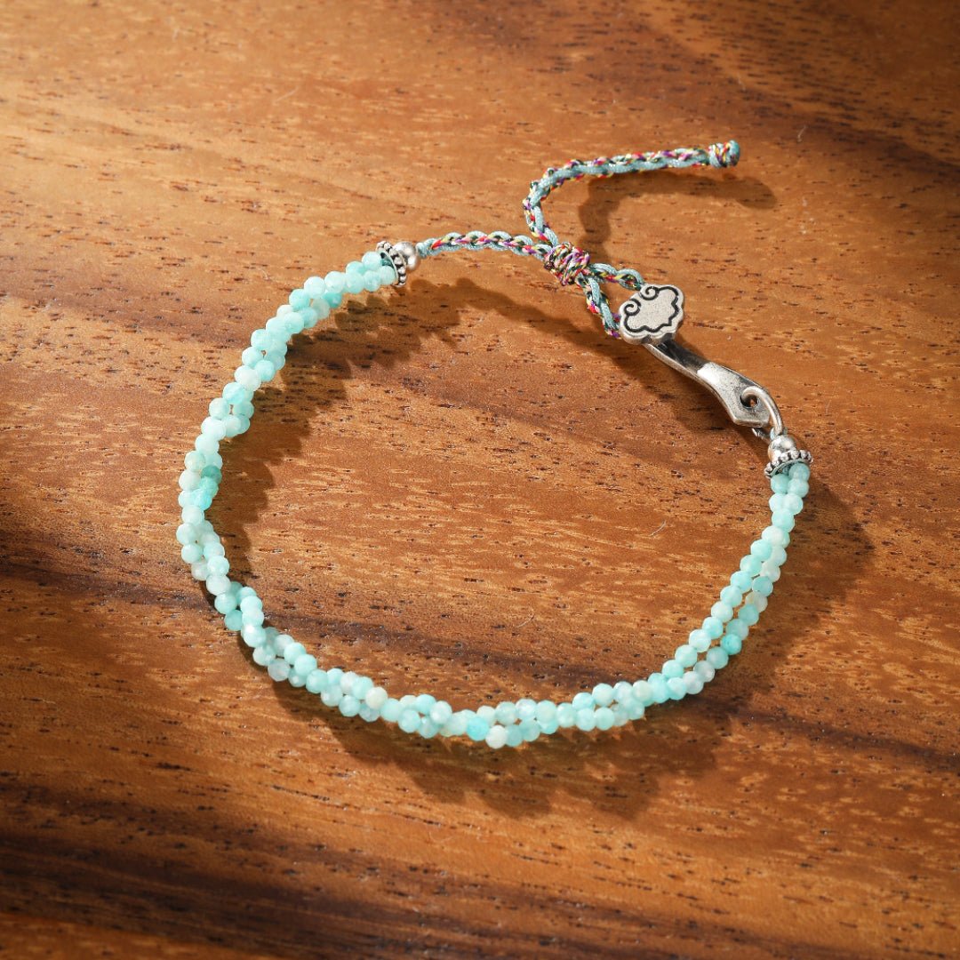 Bracelet pierre naturelle Amazonite ou Tourmaline - Argent ajustable - Biloria