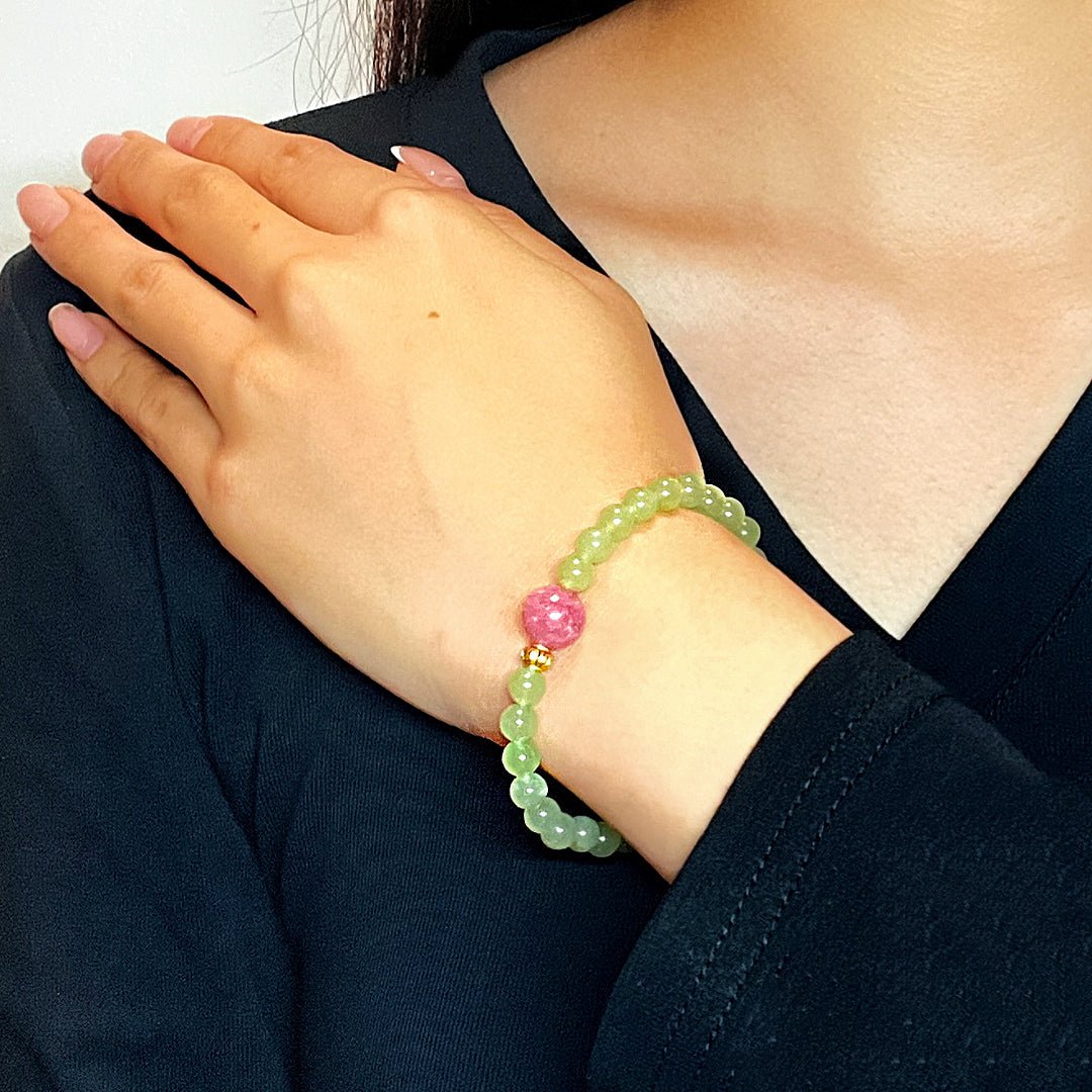 Bracelet Rhodonite et Jade Vert – Apaisement et Harmonie - Biloria