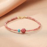 Bracelet Rhodonite Perles Turquoises Harmonie Émotionnelle - Biloria