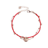 Bracelet Roue de la Chance Cordon Rouge Argent Plaqué Or - Biloria