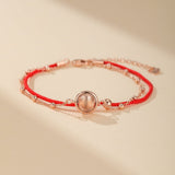 Bracelet Roue de la Chance Cordon Rouge Argent Plaqué Or - Biloria