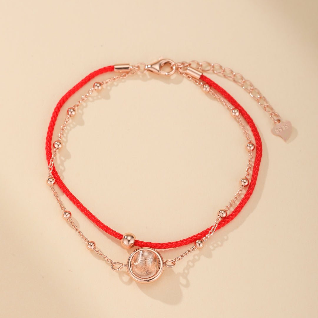 Bracelet Roue de la Chance Cordon Rouge Argent Plaqué Or - Biloria