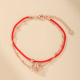 Bracelet Roue de la Chance Cordon Rouge Argent Plaqué Or - Biloria