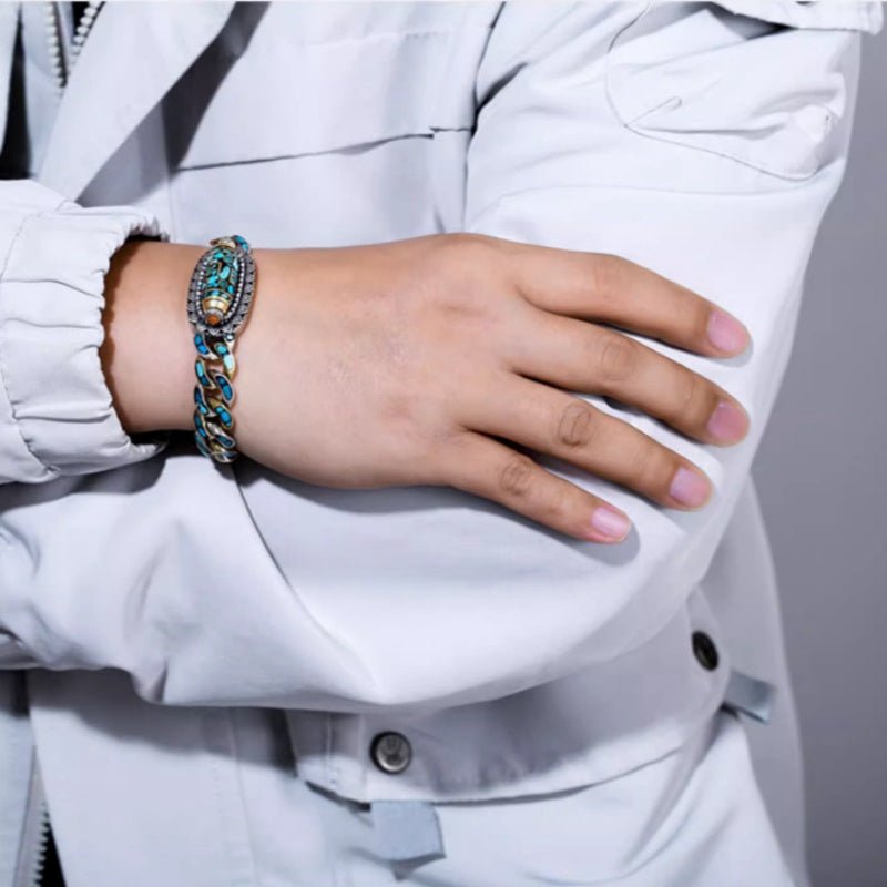Bracelet Six Mantras Rotatif Argent 925 – Accessoire Spirituel Homme - Biloria