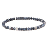 Bracelet Tibétain Tissé Main – Apatite et Motifs Argentés - Biloria