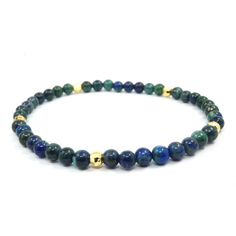 Bracelet Tibétain Tressé Main Lapis Lazuli 4mm Sérénité Nature - Biloria