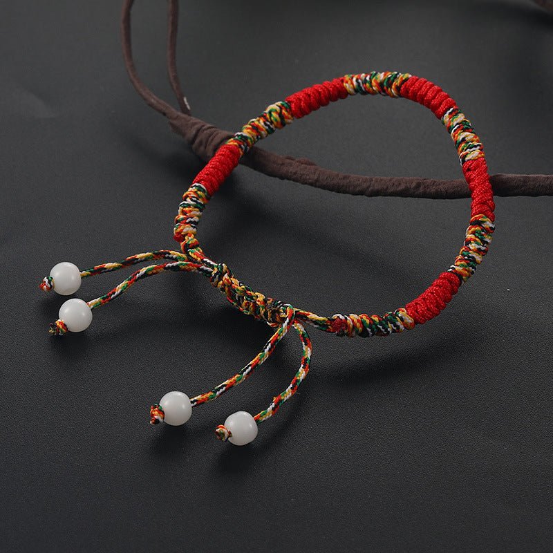 Bracelet Tibétain Tressé Rouge et Jaune – Porte-Bonheur Spirituel - Biloria