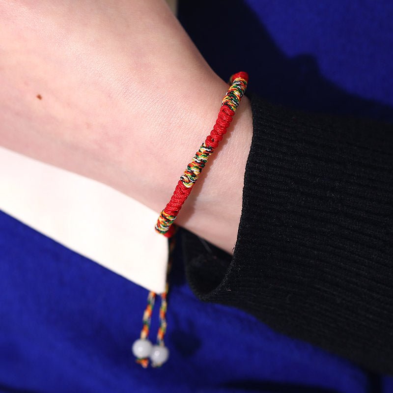 Bracelet Tibétain Tressé Rouge et Jaune – Porte-Bonheur Spirituel - Biloria
