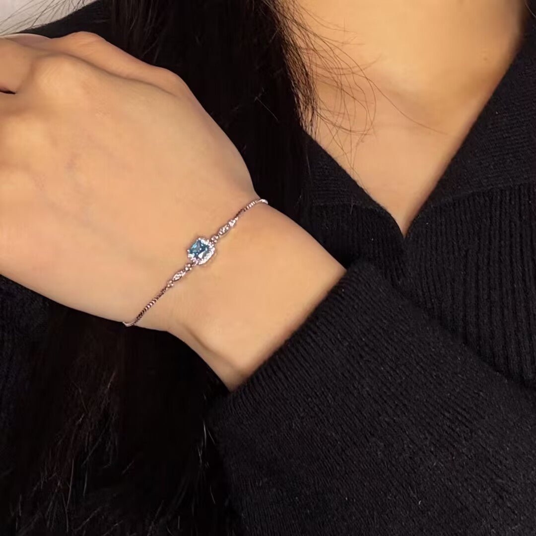 Bracelet Topaze Bleue Étoile Océans Argent 925 - Biloria