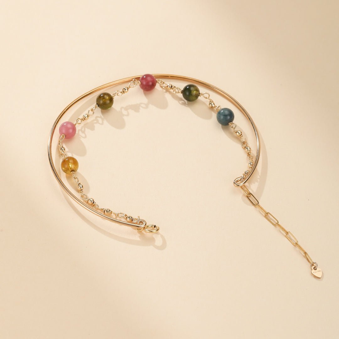 Bracelet Tourmaline Harmonie Cosmique Plaqué Or 14k - Biloria