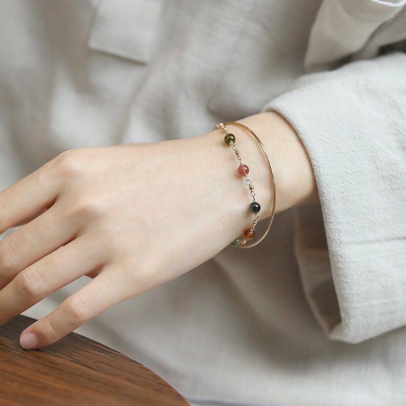 Bracelet Tourmaline Harmonie Cosmique Plaqué Or 14k - Biloria