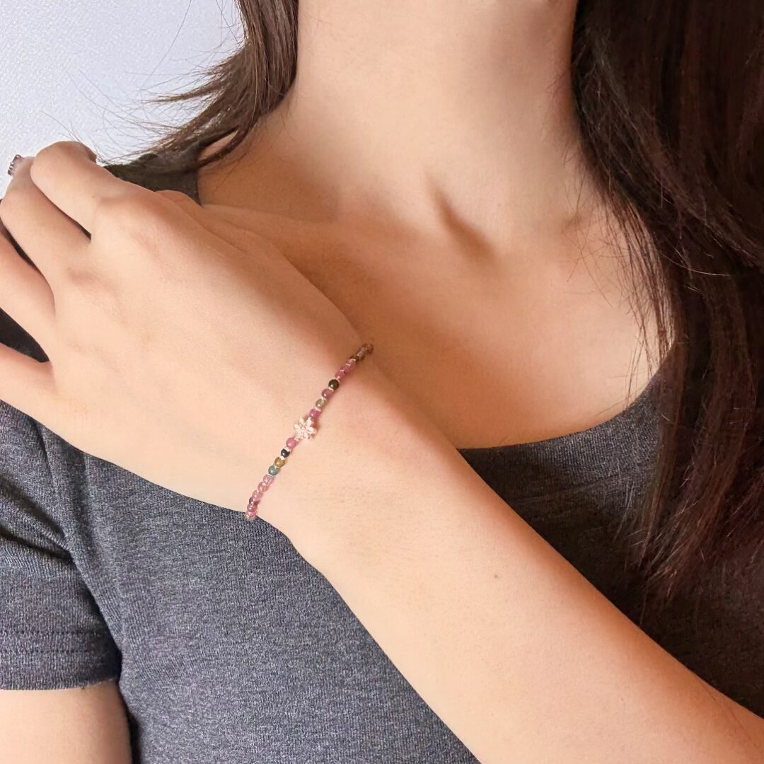 Bracelet Tourmaline Multicolore Argent 925 - Bijou Printanier - Biloria