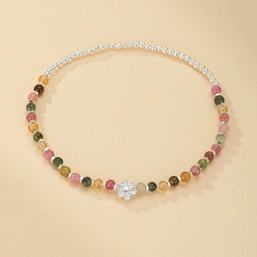 Bracelet Tourmaline Multicolore Argent 925 - Bijou Printanier - Biloria