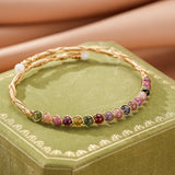 Bracelet Tourmaline Multicolore – Argent Plaqué Or 14K - Biloria