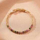 Bracelet Tourmaline Multicolore – Argent Plaqué Or 14K - Biloria
