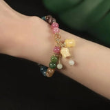 Bracelet Tourmaline Multicolore et Muguet de Mai - Biloria