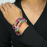 Bracelet Tourmaline Multicolore et Perle – Équilibre et Protection - Biloria