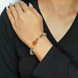 Bracelet Tourmaline Multicolore et Quartz Fraise - Éclat et Sérénité - Biloria