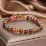 Bracelet Tourmaline Multicolore et Quartz Fraise - Éclat et Sérénité - Biloria