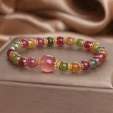 Bracelet Tourmaline Multicolore et Quartz Fraise - Éclat et Sérénité - Biloria