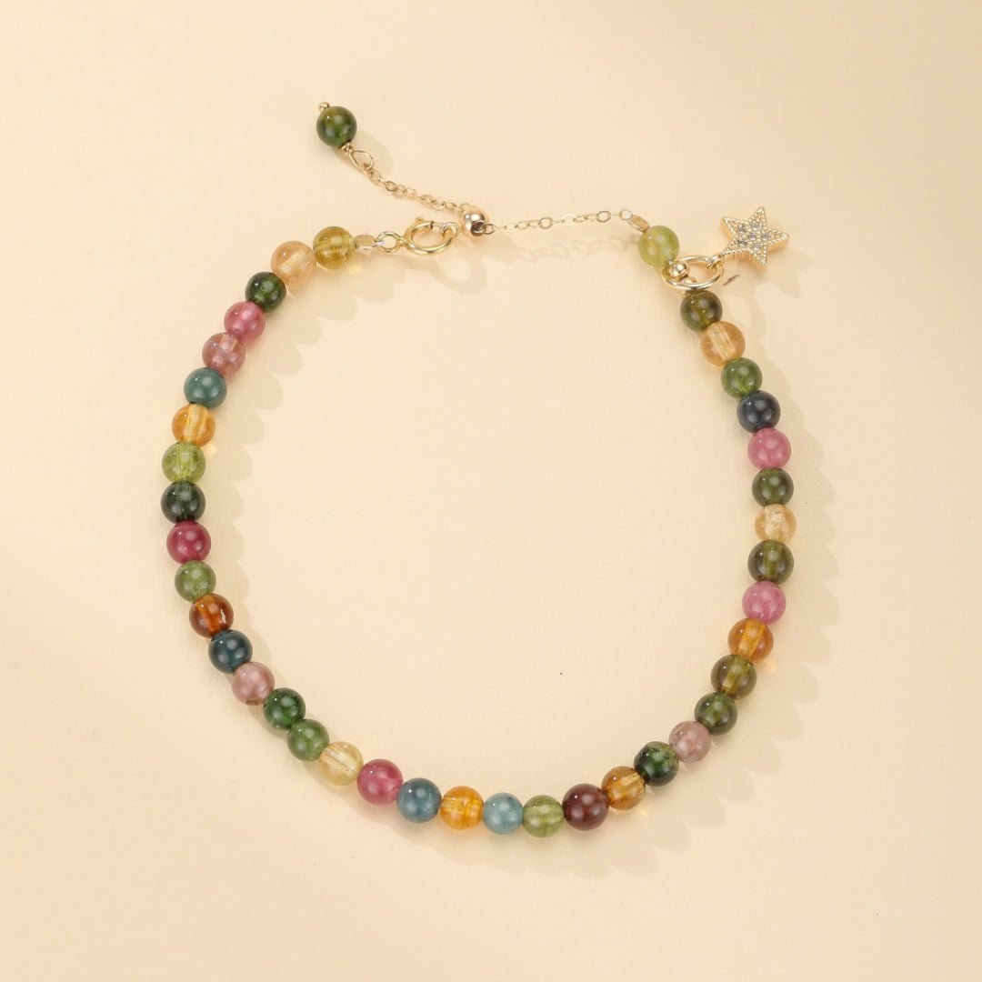 Bracelet Tourmaline Multicolore Plaqué Or 14k - Biloria
