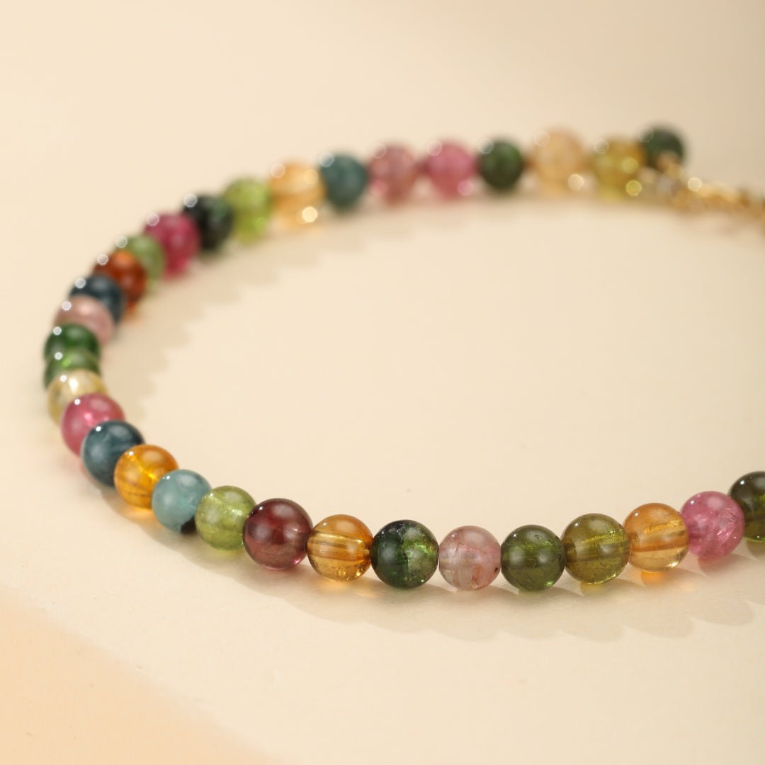 Bracelet Tourmaline Multicolore Plaqué Or 14k - Biloria
