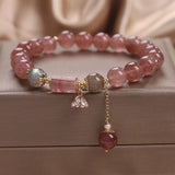 Bracelet Tressé Quartz Fraise et Labradorite 8 mm – Énergie Douce - Biloria