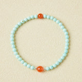 Bracelet Turquoise et Agate Rouge Argent 925 – Éclat Naturel - Biloria