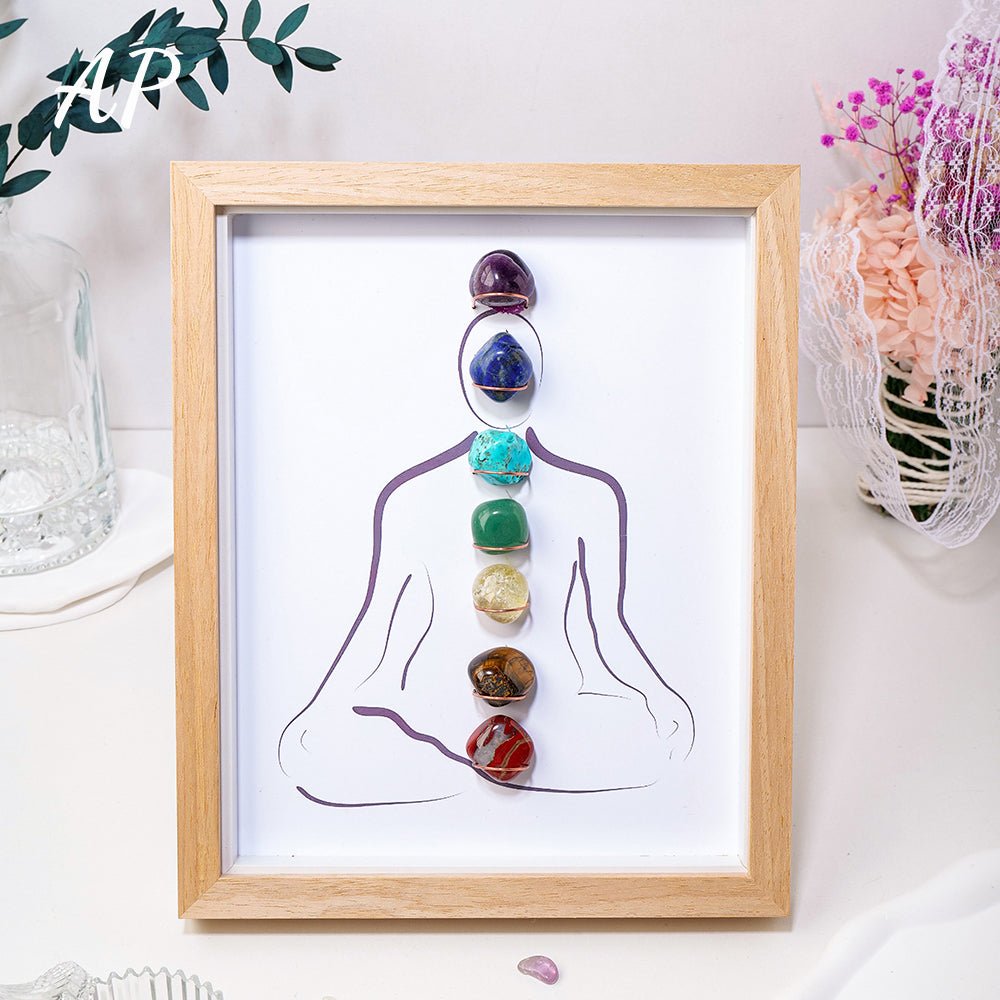 Cadre 7 Chakras en Pierres Naturelles pour Méditation et Décoration - Biloria