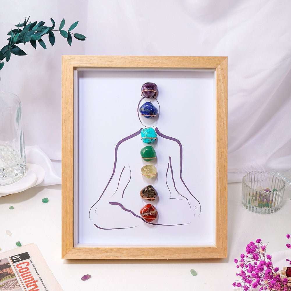 Cadre 7 Chakras en Pierres Naturelles pour Méditation et Décoration - Biloria