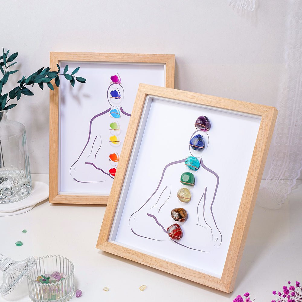 Cadre 7 Chakras en Pierres Naturelles pour Méditation et Décoration - Biloria