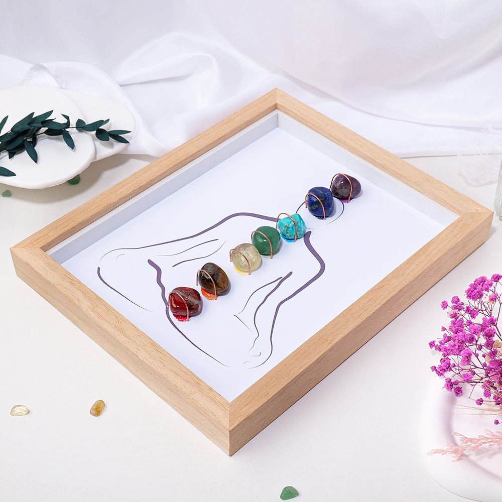 Cadre 7 Chakras en Pierres Naturelles pour Méditation et Décoration - Biloria