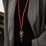 Collier Agate Noir Cigale Laiton Bambou de Mer Vintage - Biloria