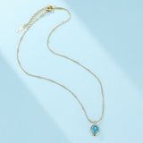 Collier Aigue Marine Acier Titane Plaqué Or 18K - Biloria