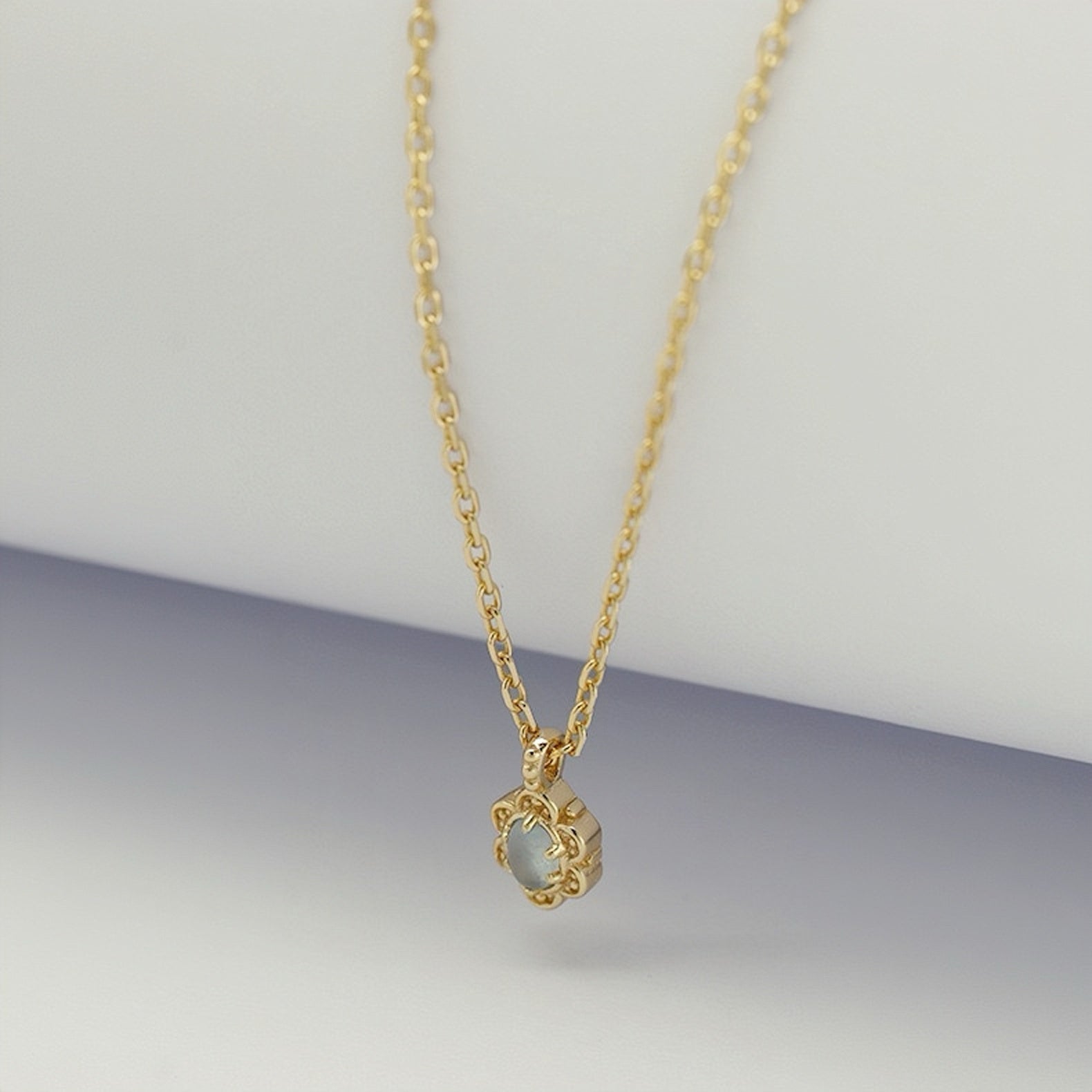 Collier Aigue Marine Argent Plaqué Or 8.2 mm - Biloria
