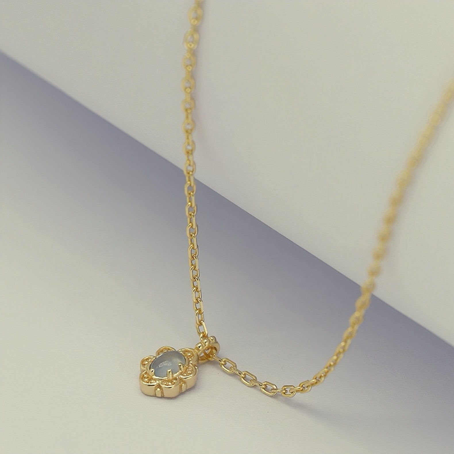Collier Aigue Marine Argent Plaqué Or 8.2 mm - Biloria