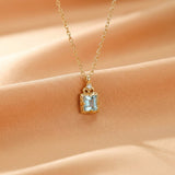 Collier Aigue Marine et Zircon en Argent Plaqué Or – Taille Réglable - Biloria
